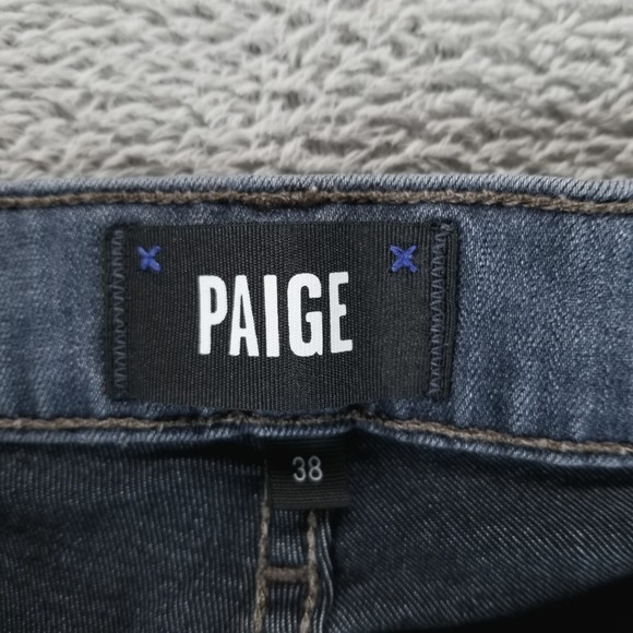 Paige Jeans Mens 38x32 Blue Federal Slim‎ Straight Stretch Preppy Medium Wash - Picture 3 of 9